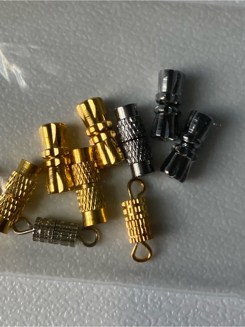 Gold and Silver Screw Jewelry Clasps - Small Tube Style 12Pcs
